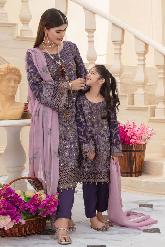 Purple 'Jacaranda' Shanzele Chiffon Girls Suit