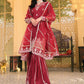 Maroon Red Ally's Jacquard Cotton Ladies Suit