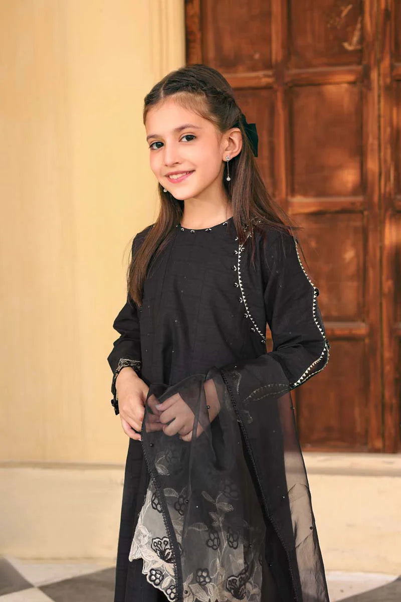 Black Ally's Jacquard Cotton Girls Suit