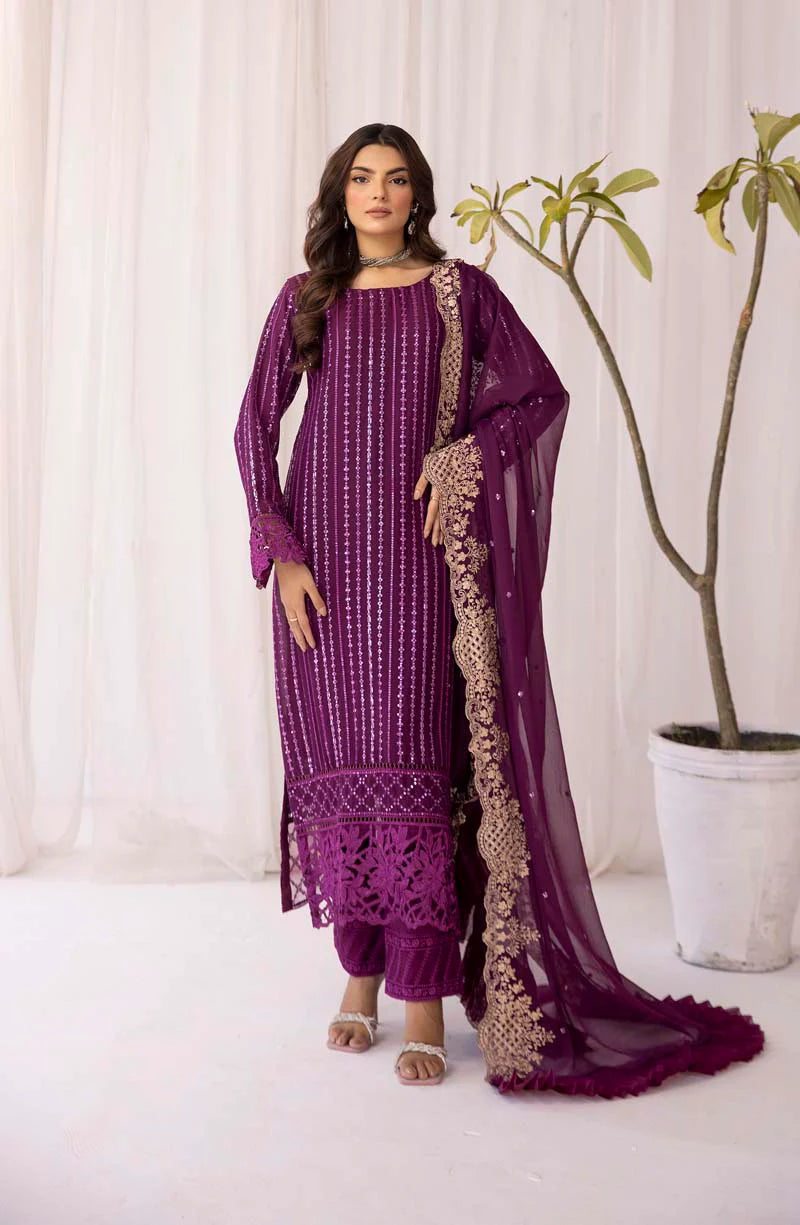 Purple Plum Azure Chiffon Ladies Suit