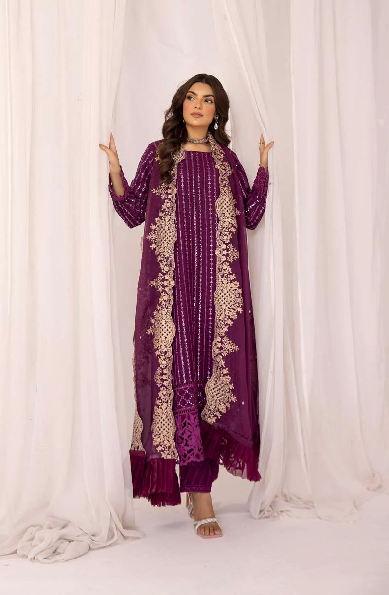 Purple Plum Azure Chiffon Ladies Suit