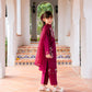 Burgundy 'Aurea' Jacquard Girls Suit