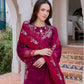 Burgundy 'Aurea' Jacquard Ladies Suit