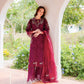 Burgundy 'Aurea' Jacquard Ladies Suit