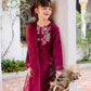 Burgundy 'Aurea' Jacquard Girls Suit