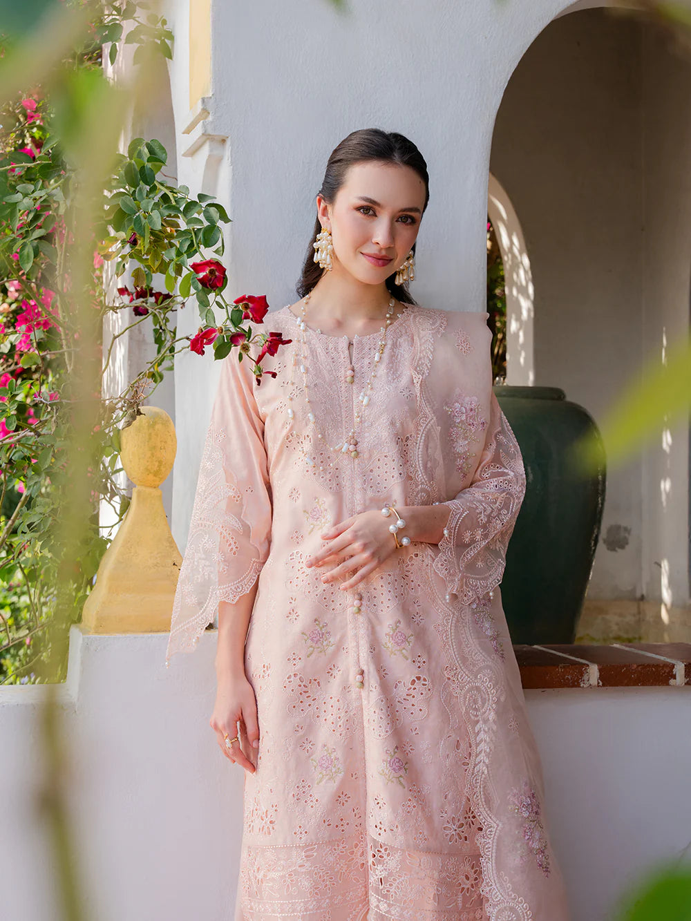 Light Pink 'Aurea' Jacquard Ladies Suit