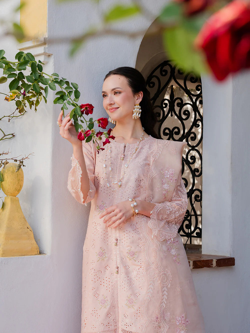 Light Pink 'Aurea' Jacquard Ladies Suit