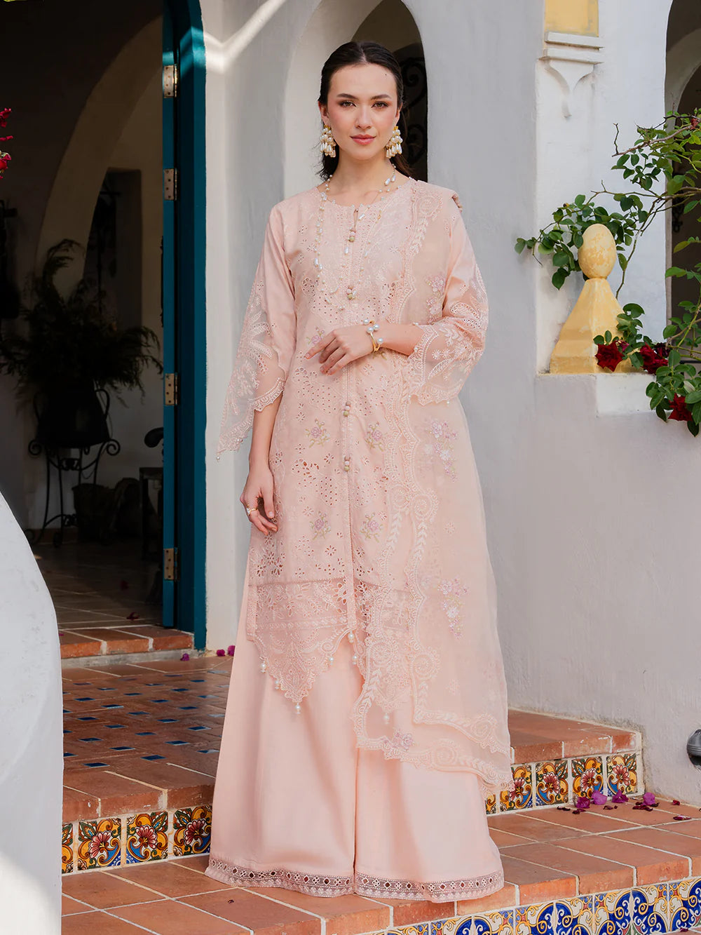 Light Pink 'Aurea' Jacquard Ladies Suit