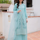 Light Teal Blue 'Aurea' Jacquard Ladies Suit