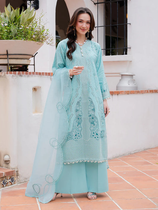 Light Teal Blue 'Aurea' Jacquard Ladies Suit