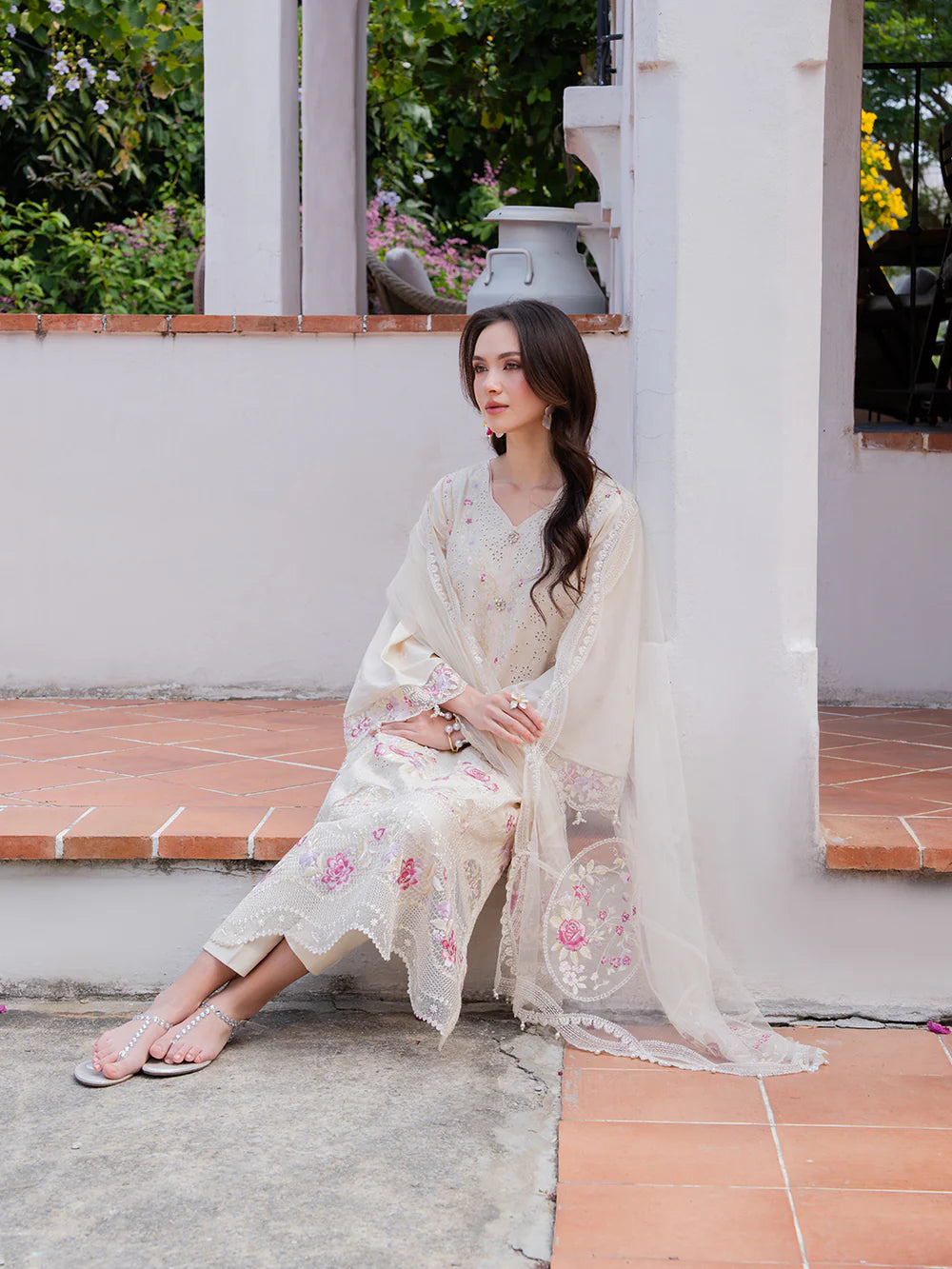 Light Beige Cream 'Aurea' Jacquard Ladies Suit