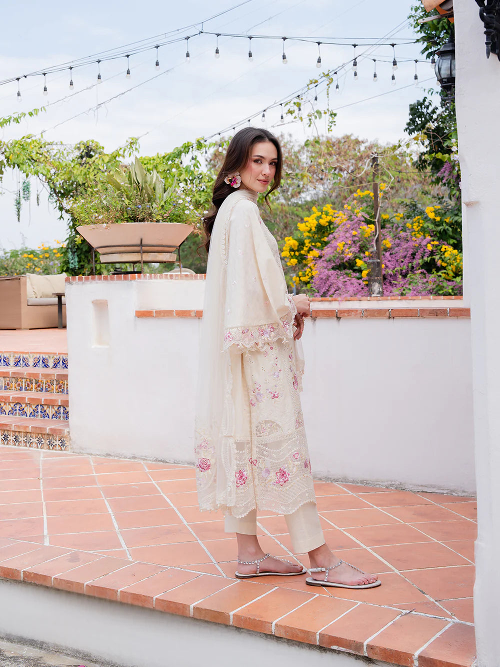 Light Beige Cream 'Aurea' Jacquard Ladies Suit