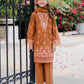 Orange Brown 'Aurea' Jacquard Girls Suit