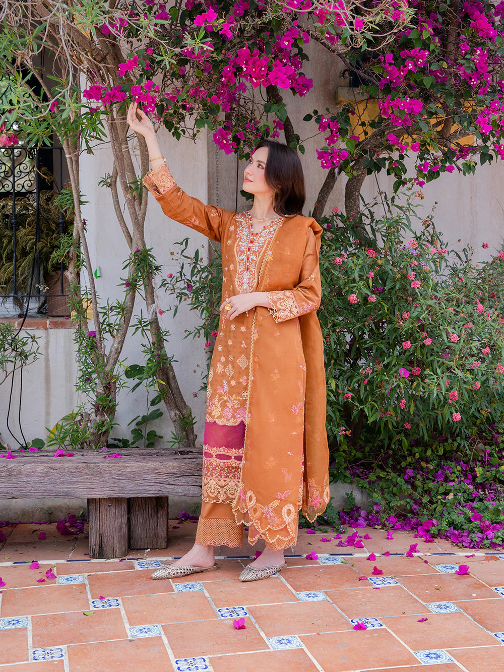 Orange Brown 'Aurea' Jacquard Ladies Suit