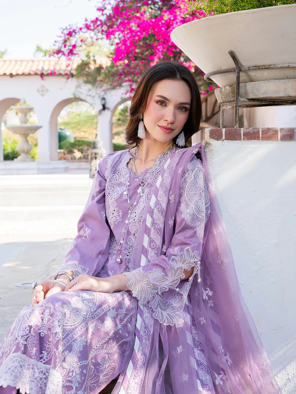 Lilac Purple 'Aurea' Jacquard Ladies Suit