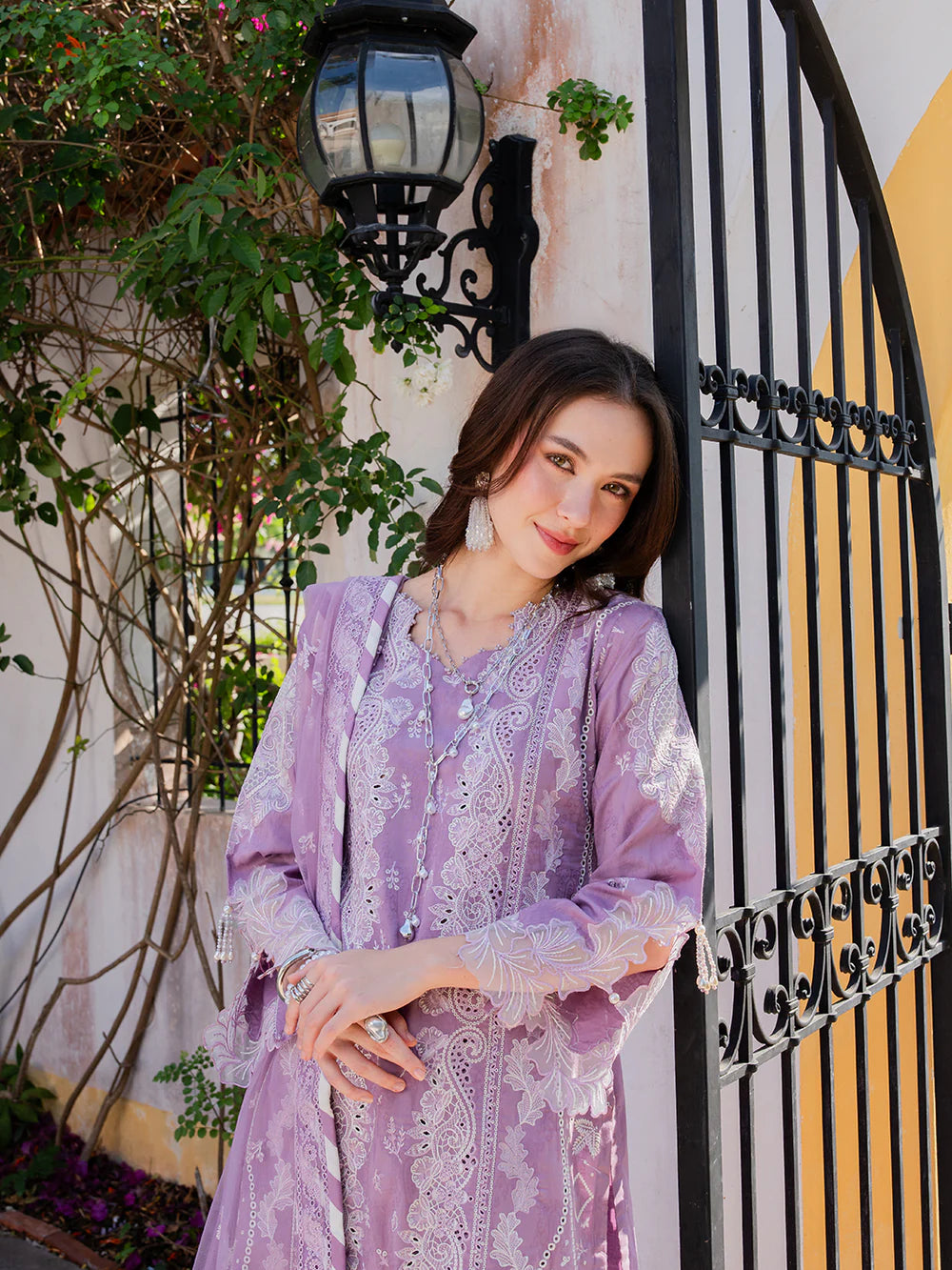 Lilac Purple 'Aurea' Jacquard Ladies Suit