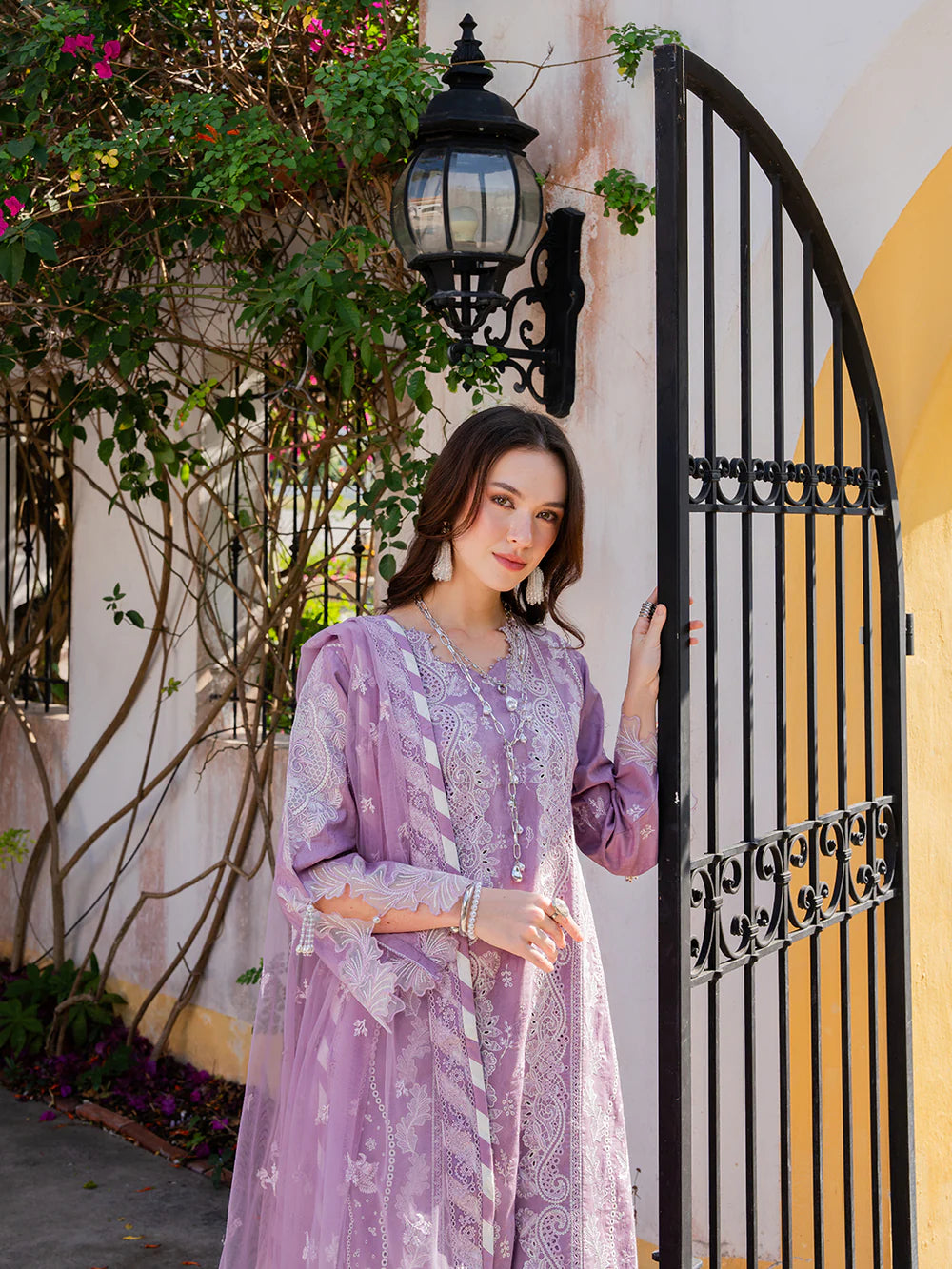 Lilac Purple 'Aurea' Jacquard Ladies Suit