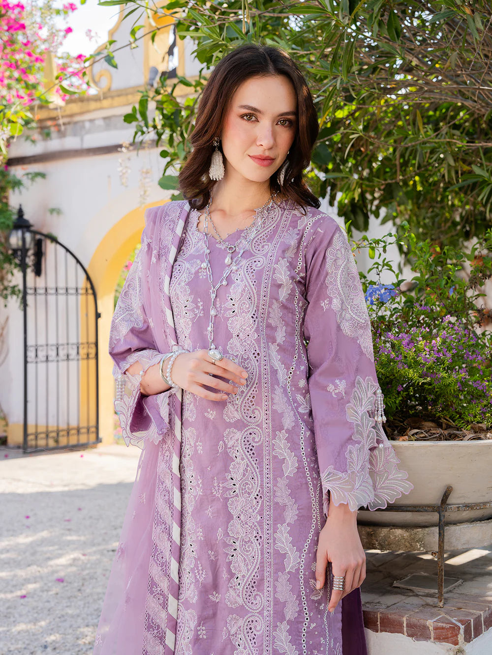Lilac Purple 'Aurea' Jacquard Ladies Suit