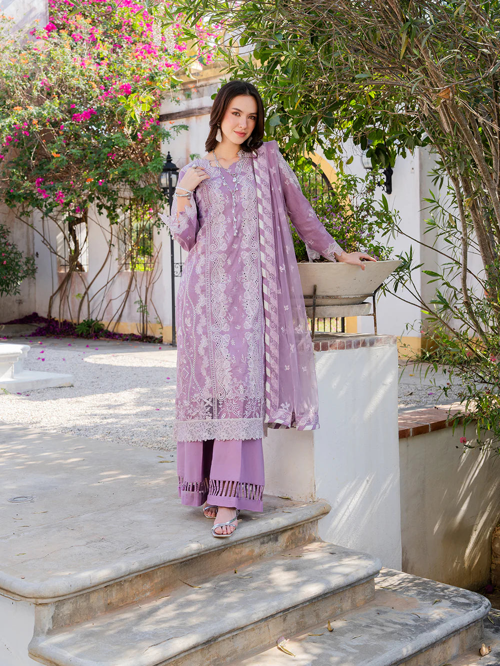 Lilac Purple 'Aurea' Jacquard Ladies Suit