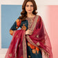 Dark Teal Blue 'Elsa Lux' Silk Lawn Ladies Suit