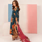Dark Teal Blue 'Elsa Lux' Silk Lawn Ladies Suit