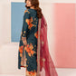 Dark Teal Blue 'Elsa Lux' Silk Lawn Ladies Suit