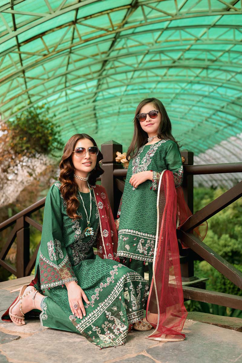 Green Luxury Lawn Girls Suit