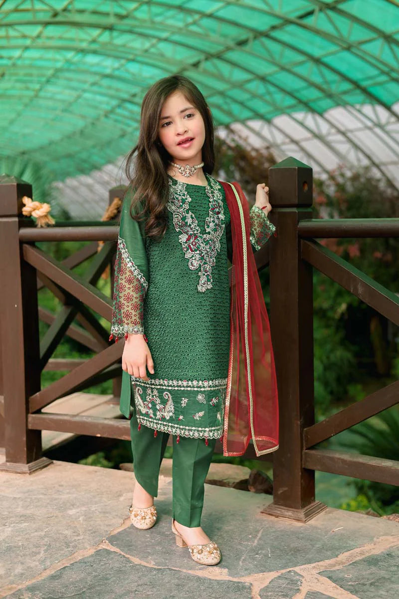 Green Luxury Lawn Girls Suit