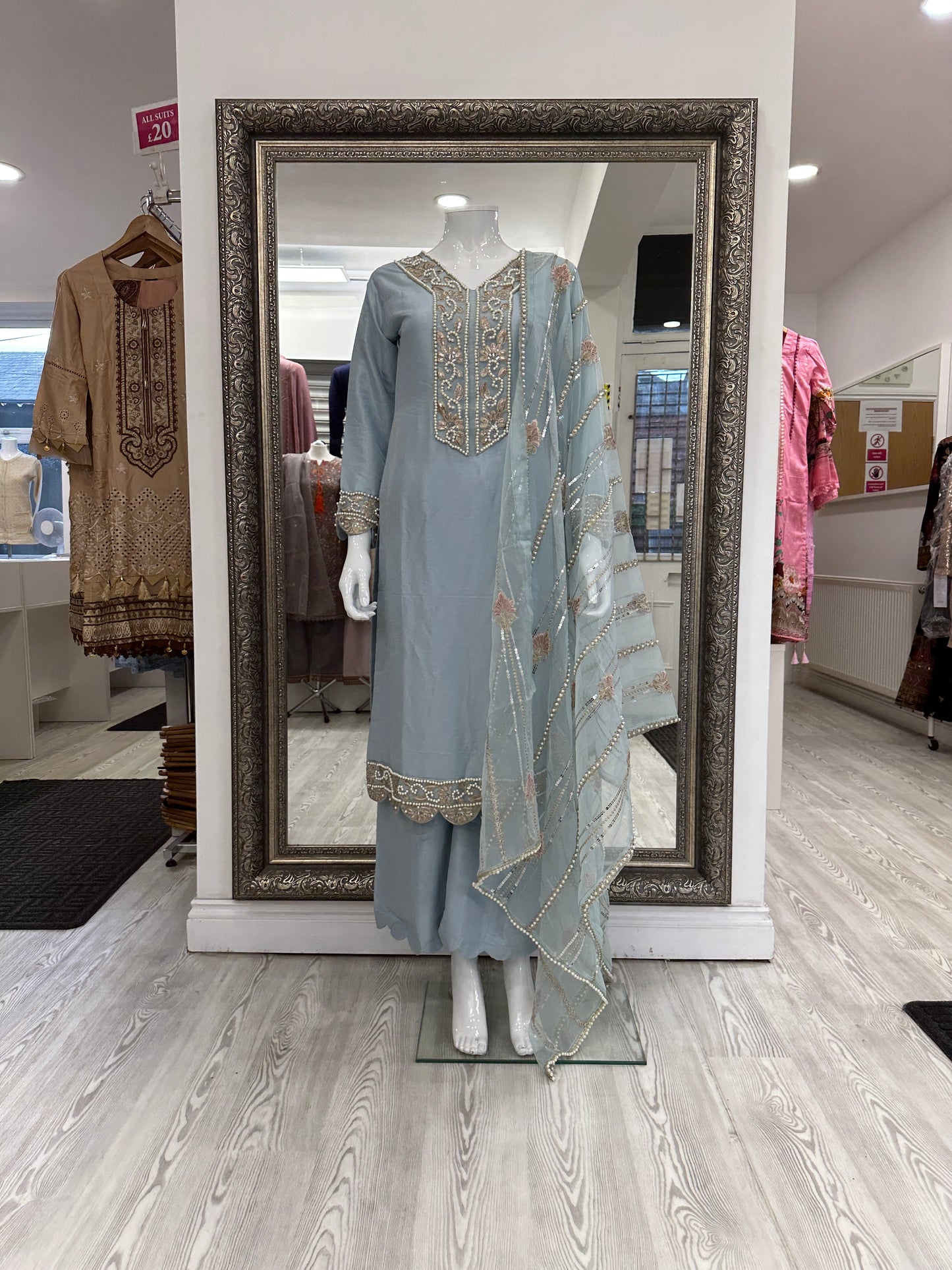 Blue Silk Ladies Suit