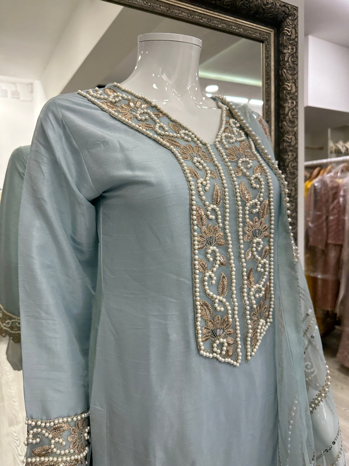 Blue Silk Ladies Suit