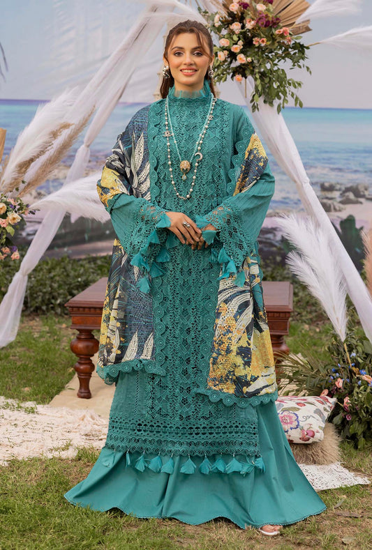 Dark Teal Green Adan's Libas Lawn Ladies Suit