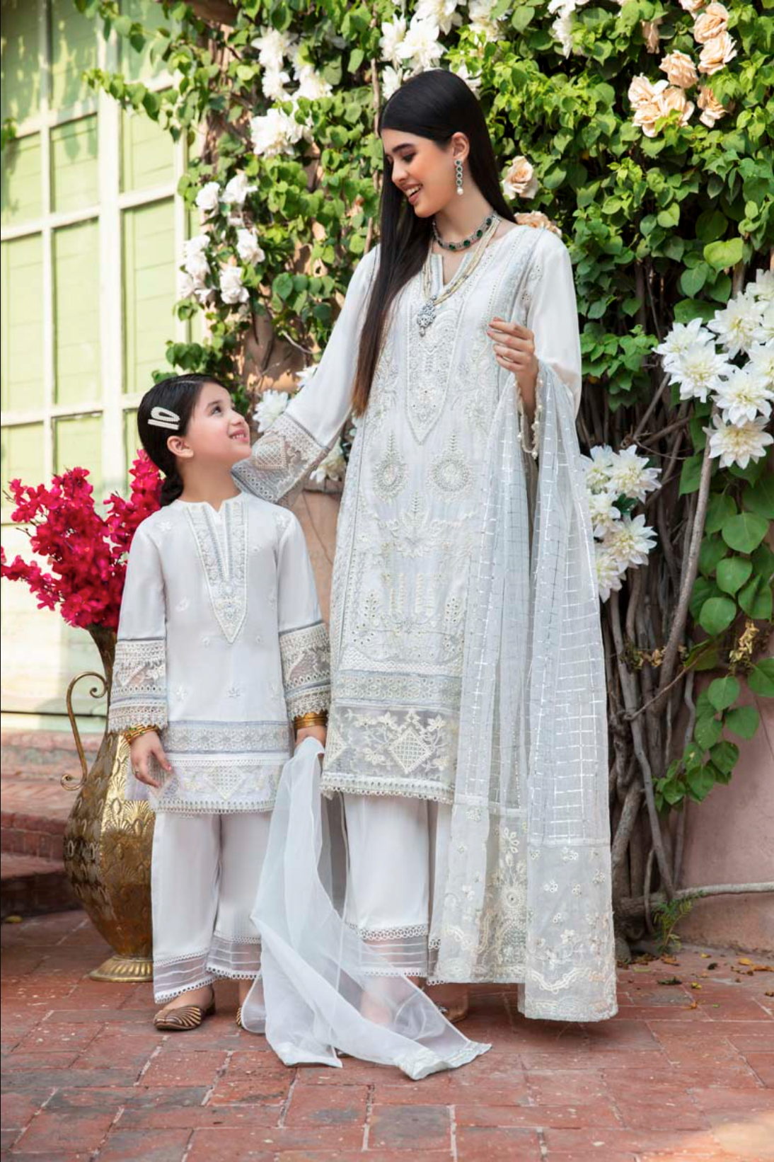 White Fiesta Luxury Lawn Girls Suit