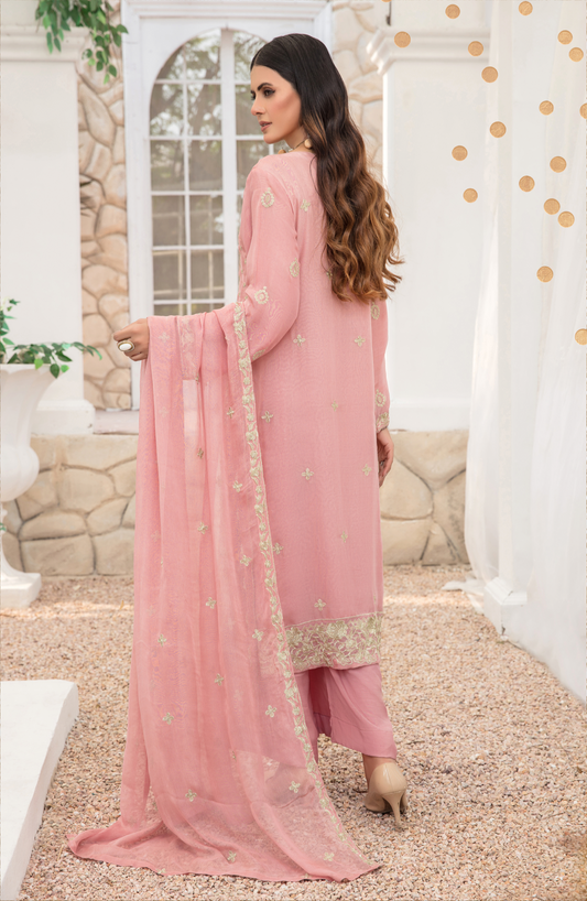 Pink Evelyn Chiffon Ladies Suit