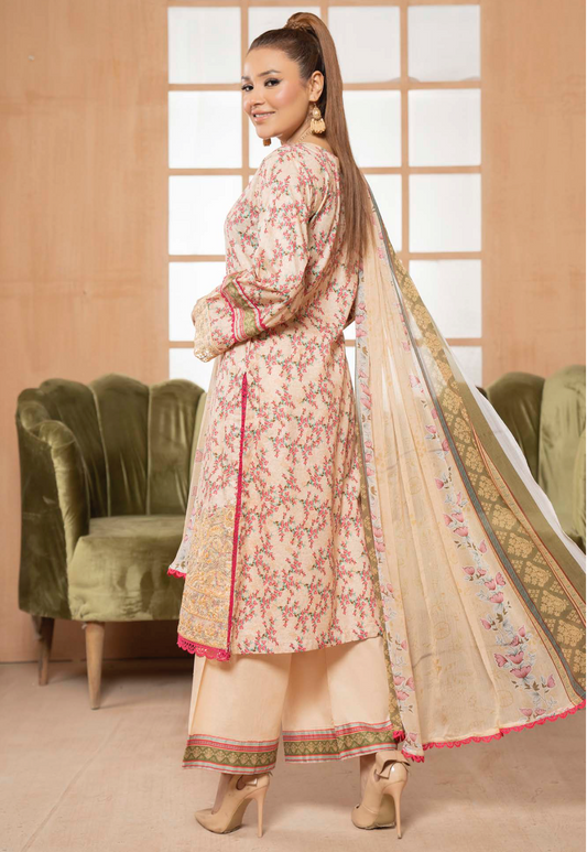 Dusty Peach Pink Munira Designer Lawn Ladies Suit