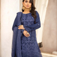 Navy Blue Coral Bliss Chiffon Ladies Suit