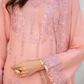 Peach Pink Coral Bliss Chiffon Ladies Suit