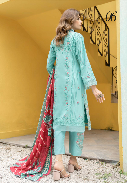 Teal Blue Munira Designer Dhanak Ladies Suit
