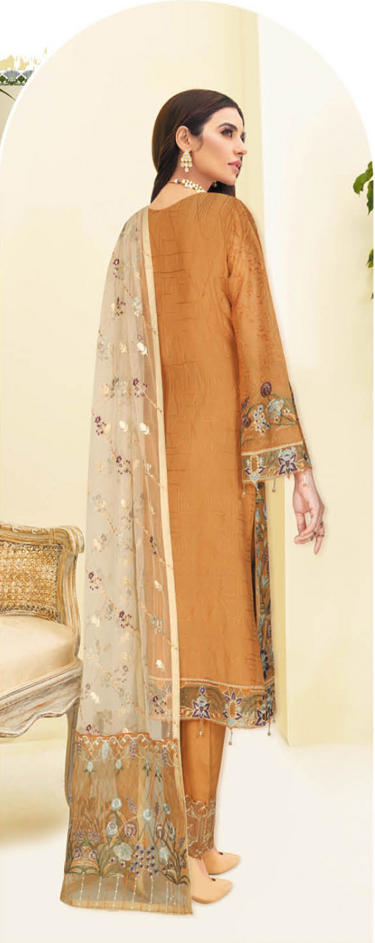 Brown Nayab by Ramsha Chiffon Ladies Suit