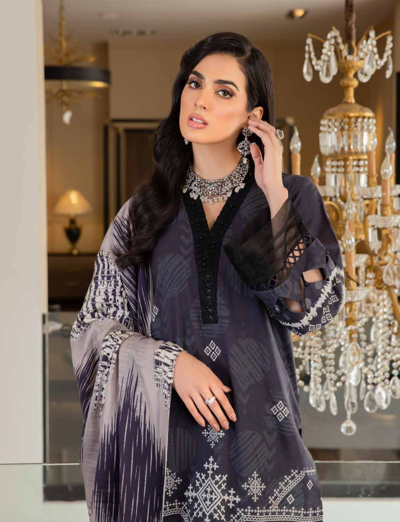 Black Nureh Khaddar Ladies Suit