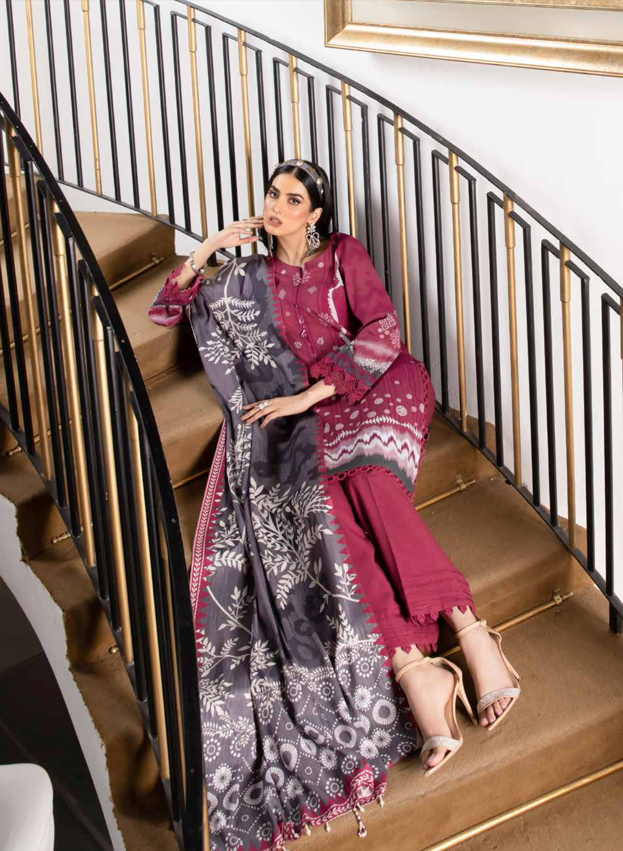 Dark Pink Nureh Khaddar Ladies Suit