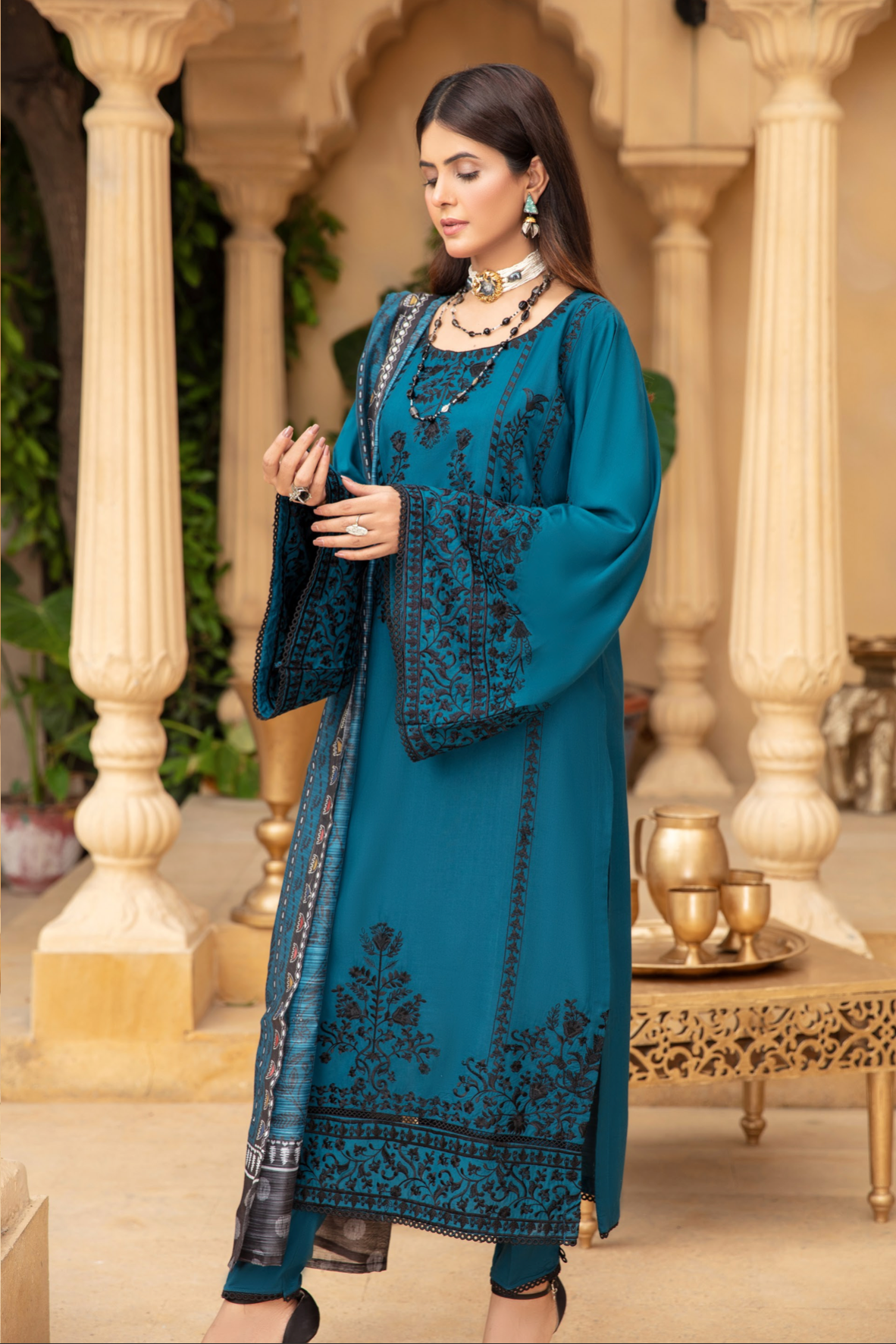 Blue Bakoor Linen Ladies Suit