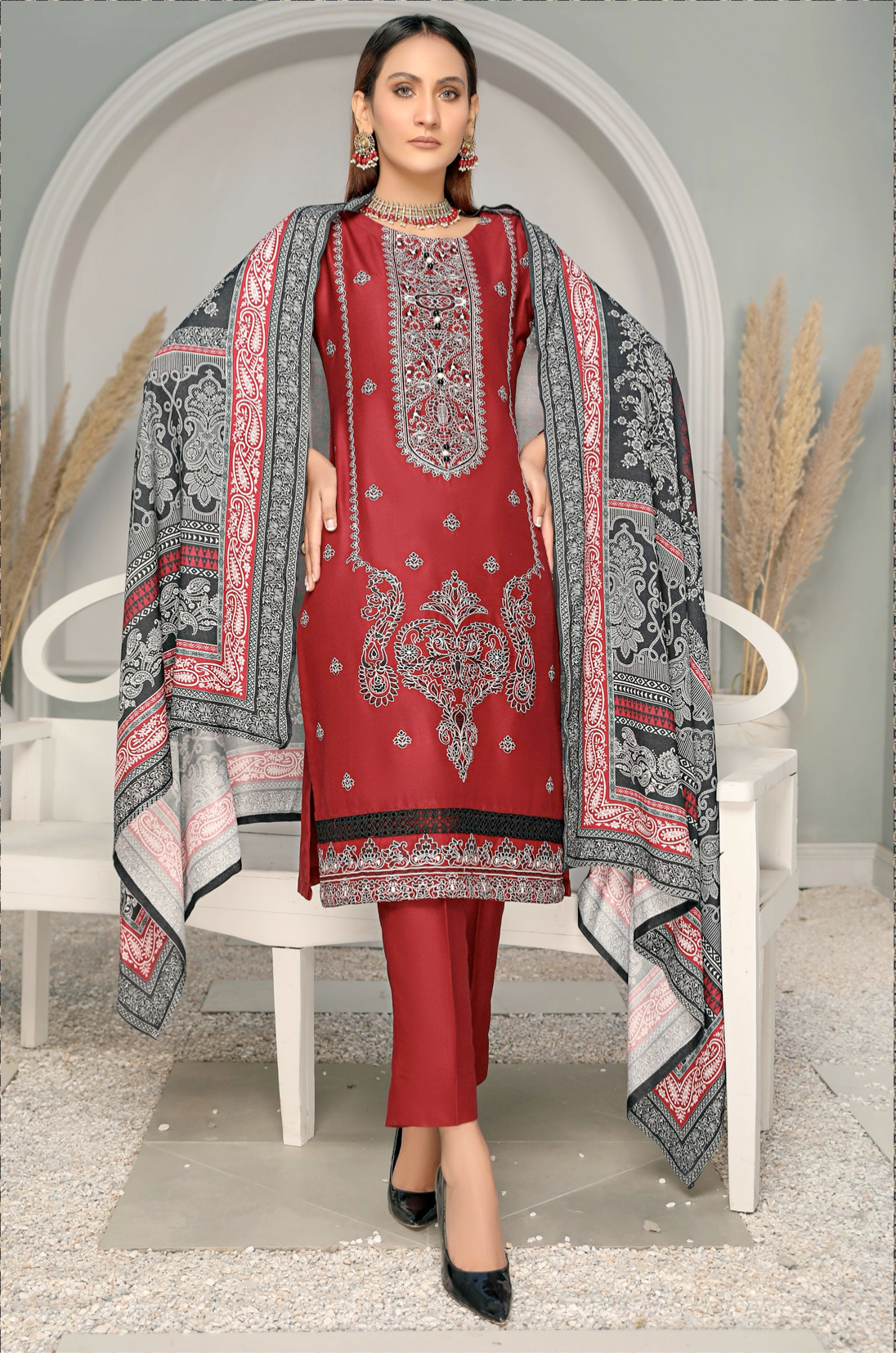 Maroon Alpine Kashmiri Ladies Suit