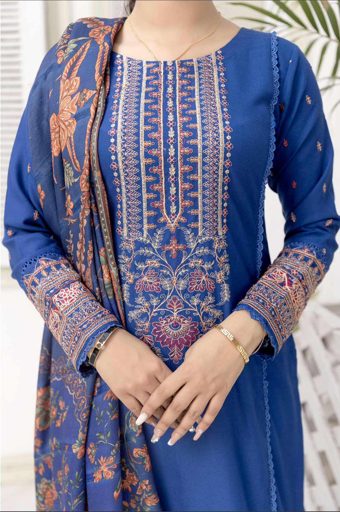 Blue 'Maahi' Dhanak Ladies Suit