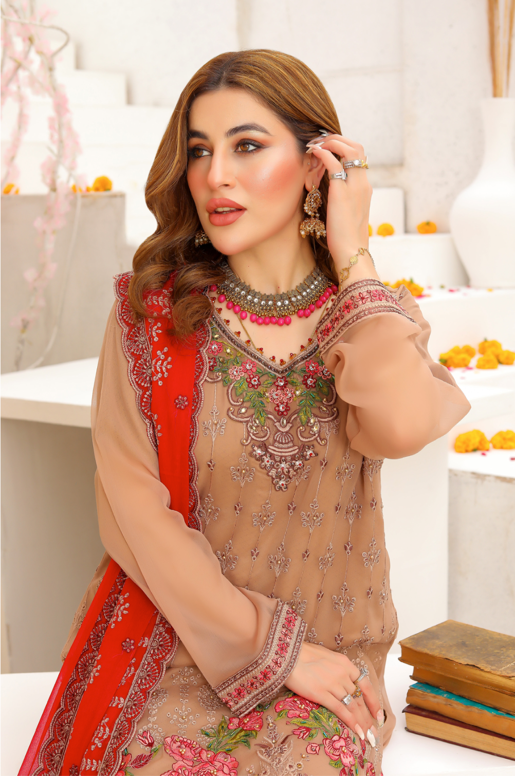 Brown 'PB' Luxury Chiffon Ladies Suit