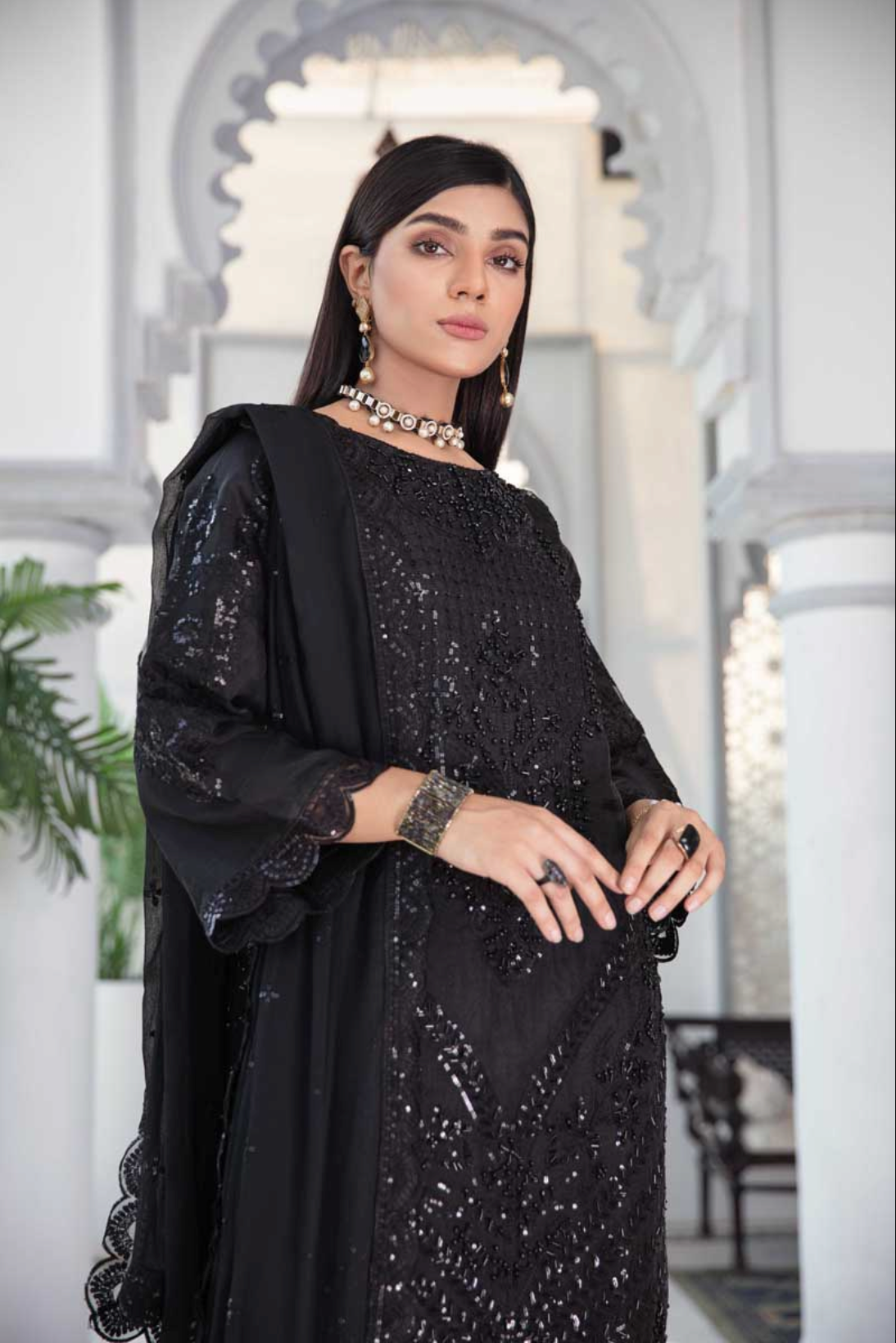 Black Emaan Adeel Luxury Organza Ladies Suit