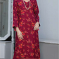 Maroon 'Carma by Hadiya's' Linen Ladies Suit