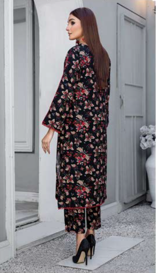 Black 'Carma by Hadiya's' Linen Ladies Suit