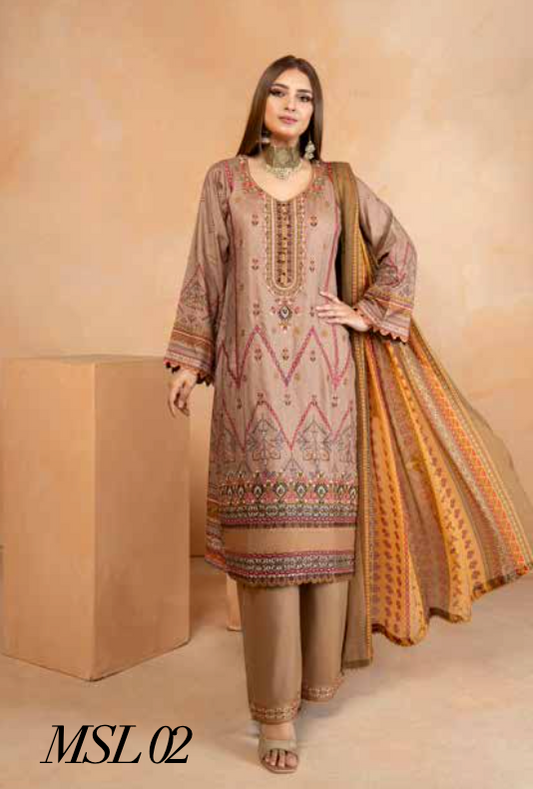 Brown Munira Designer Slub Linen Ladies Suit