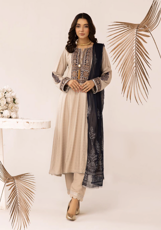 Taupe 'Muskari Elegante' Linen Ladies Suit