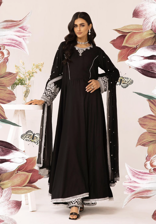 Black 'Muskari Elegante' Linen Ladies Suit